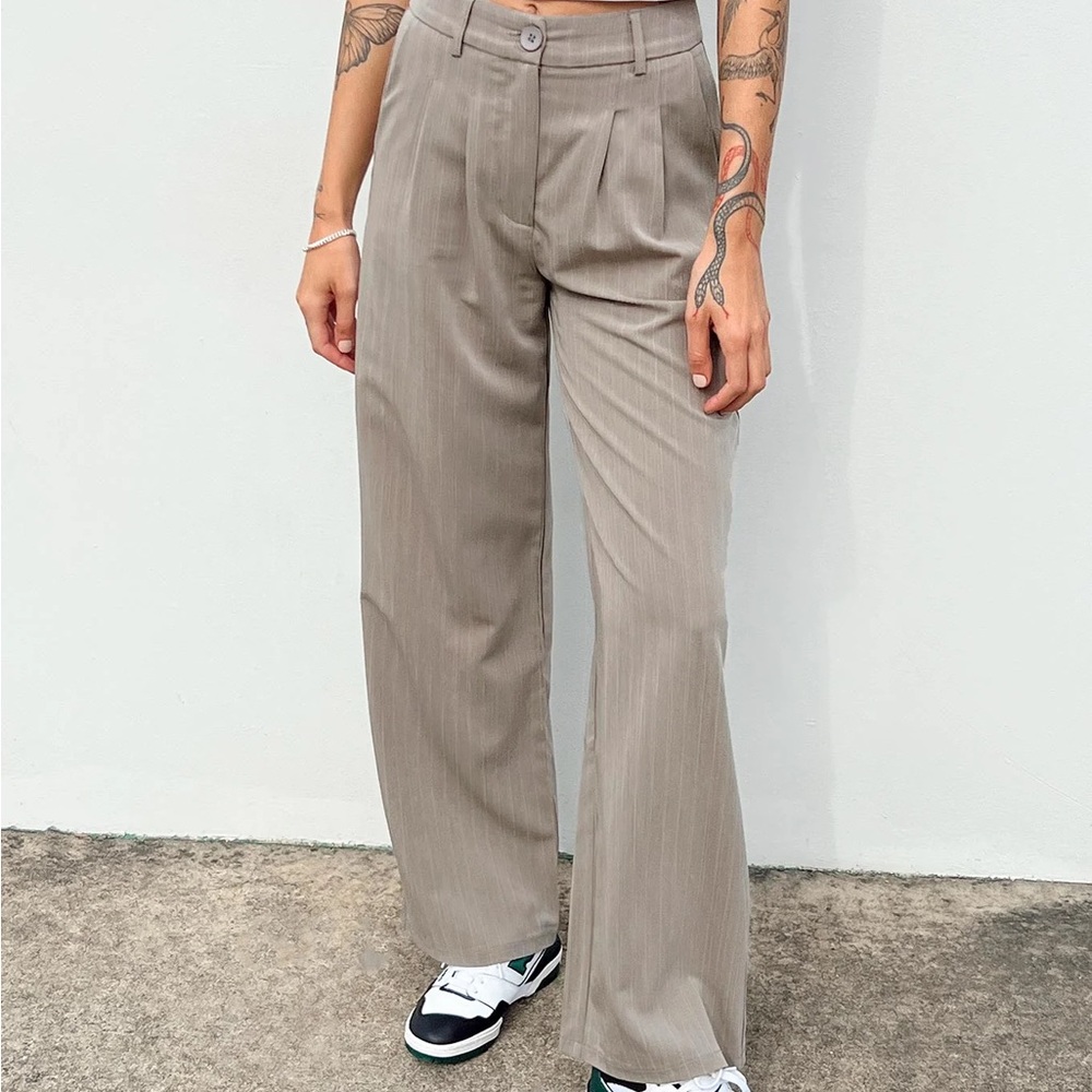 Princess Polly Beige and White Trousers
